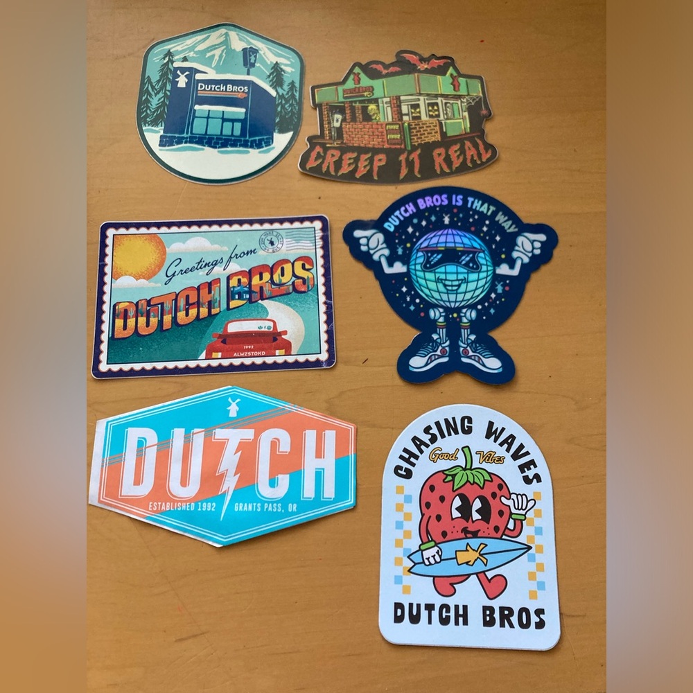 Lot of 6 Rare Hard to find Arizona Diamondbacks Dutch Bros Stickers, Christmas